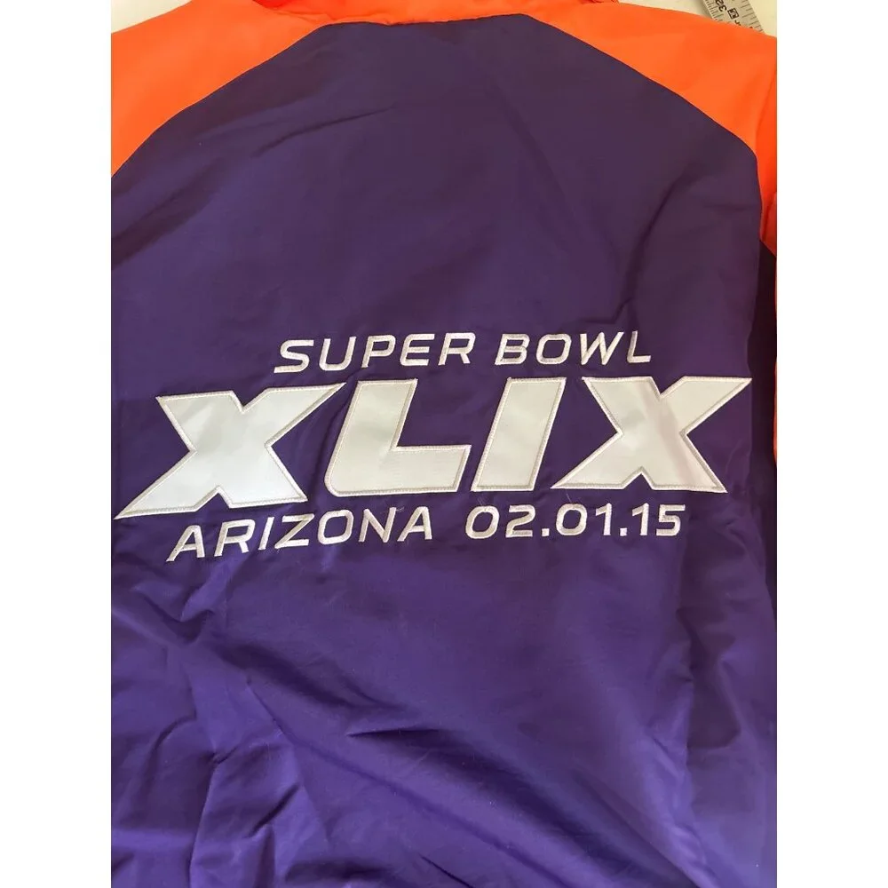 NFL Super Bowl XLIX Windbreaker Jacket Purple & Orange Quarter-Zip Pullover XXL